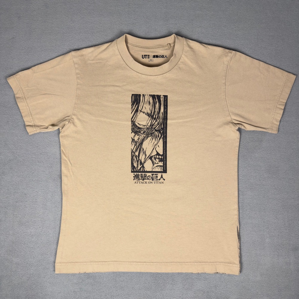 Uniqlo UT Attack on Titan Eren Skeleton T-Shirt Beige Anime Manga Mens XS